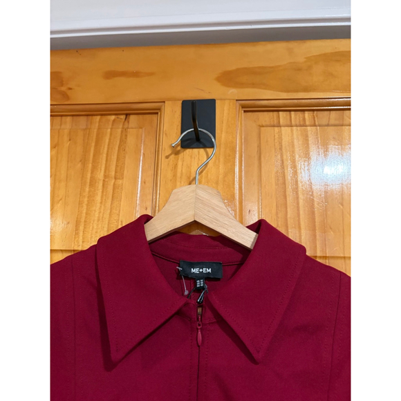 ME+EM Travel Tailoring Collar Midi Dress Intense Red Long Sleeve Zip Front US 10 - Picture 4 of 7